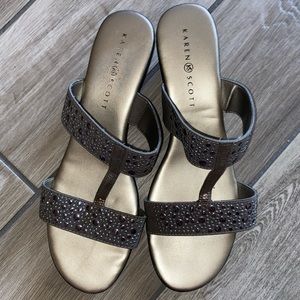 Karen Scott Embellished Eddina Pewter Heels